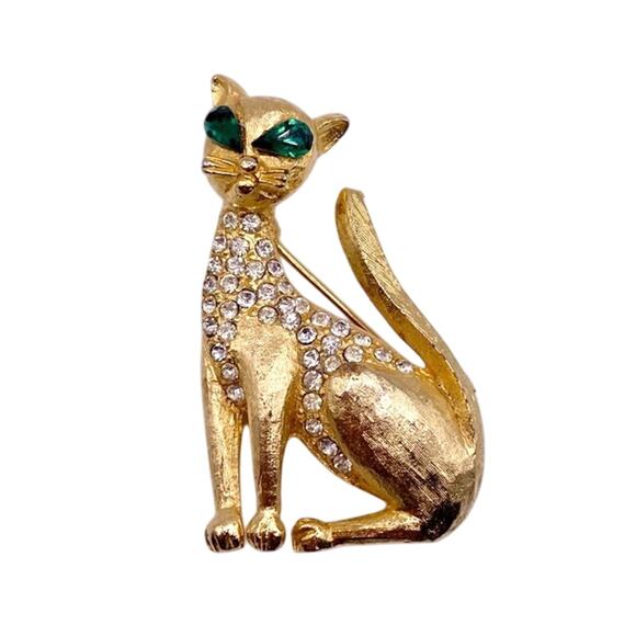 Vintage Gold Tone Cat Pin Brooch - Picture 1 of 5